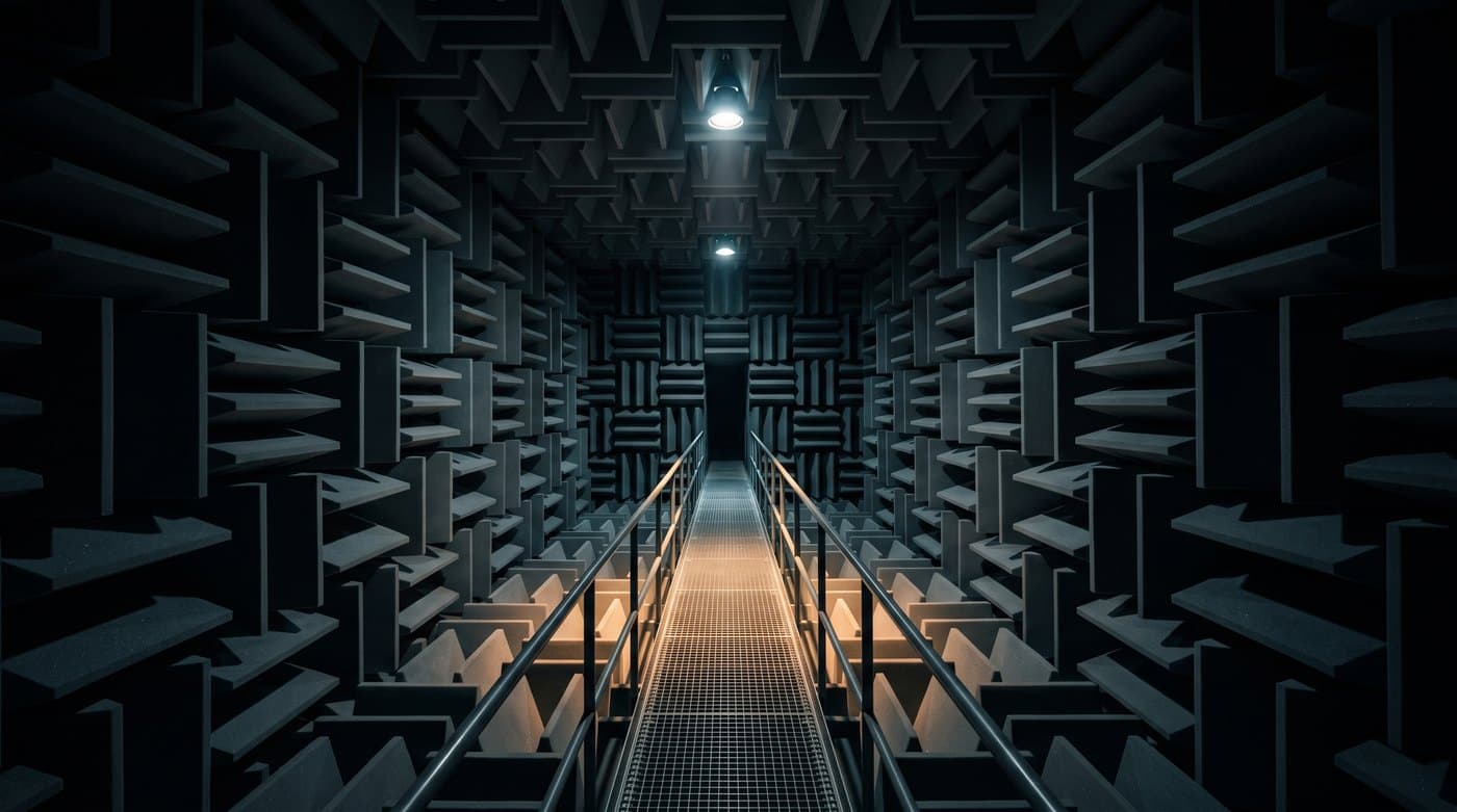 Interior of an anechoic acoustic testing chamber