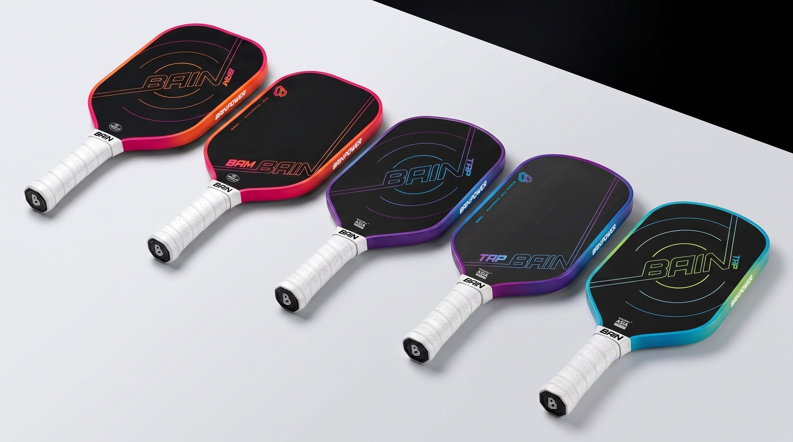 A pickleball court under lights