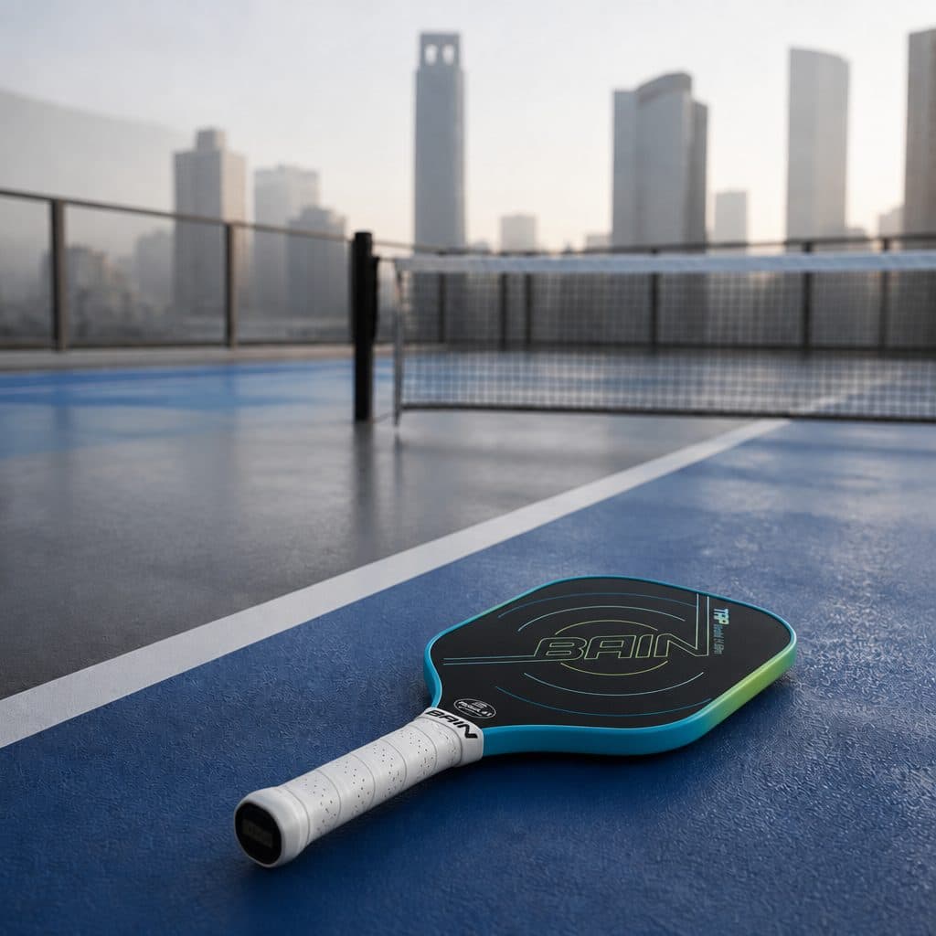TAP Slim paddle resting on a rooftop court in daylight