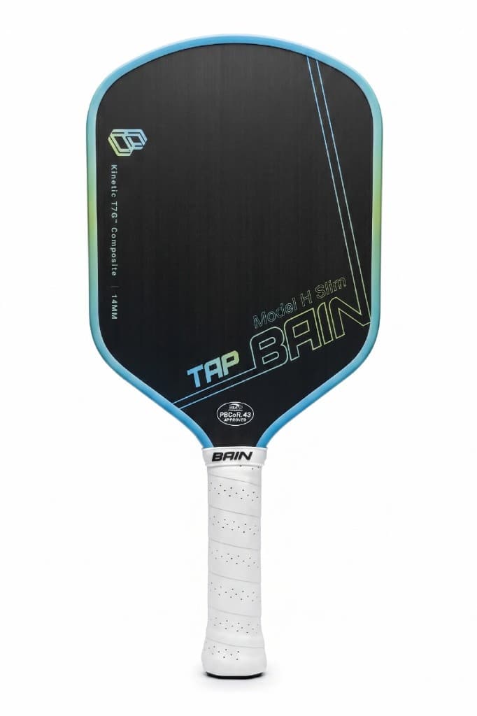 TAP Slim paddle front face with TAP BAIN mark and cyan edge guard
